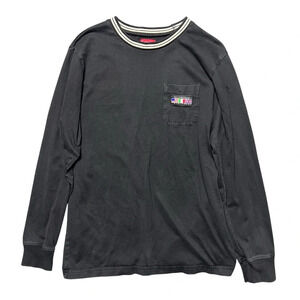 2016 Supreme Longsleeve Flags Pocket Tee Black Size Medium